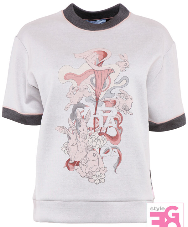 プラダ スウェット Tシャツ 偽物 LINEA ROSSA RABBIT PRINT コットンスウェット