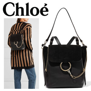 18-19新作 クロエバックパックスーパーコピー CHLOE/ Faye medium テクスチャードレ レザー スエード バックパック