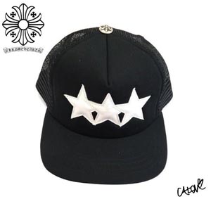 CHROME HEARTS★クロムハーツ 偽物【CHスター×白レザー】◆◆トラッカーキャップ