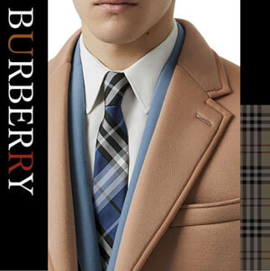 【BURBERRY】ブルー チェック シルクジャカード ネクタイ