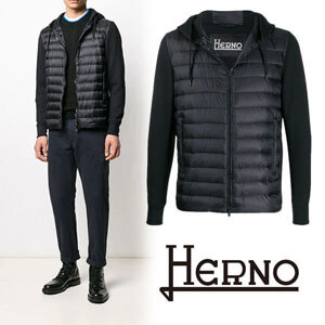 HERNO フーデッド パデットジャケット black