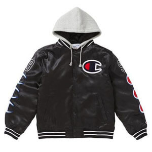 シュプリーム champion 偽物 シュプリーム ボックス ロゴ ジャケット Hooded Satin Varsity Jacket