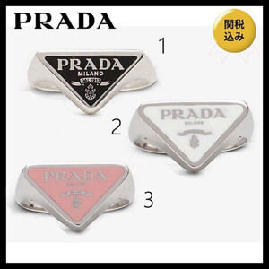 ★PRADA★Logo enamel Silver リングコピー