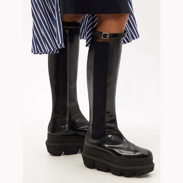 [sacai]LEAHER BOOTS☆プラットフォームレザーチェルシーブーツ21-05758