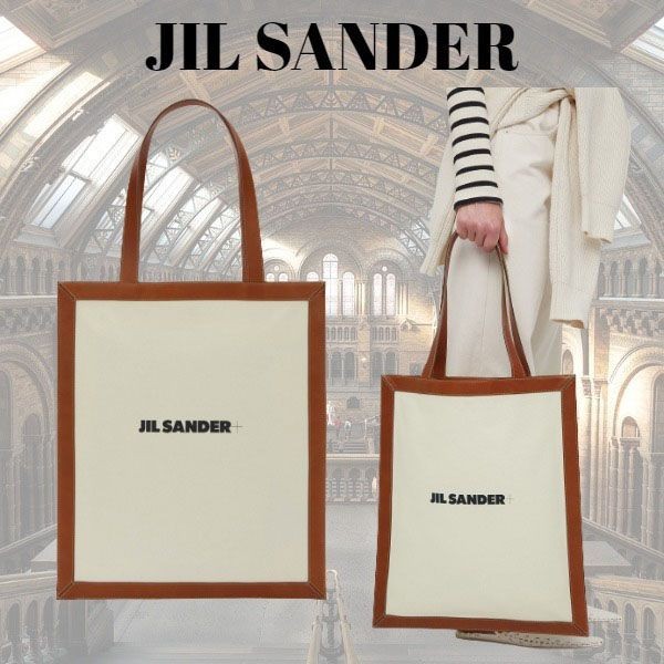 人気！【JIL SANDER 偽物】ロゴ入りレザー キャンバストートバックJPPU852028WUB69166