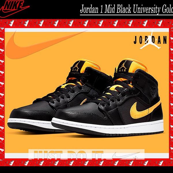 ナイキ Jordan 1 Mid Black University Gold w23061201