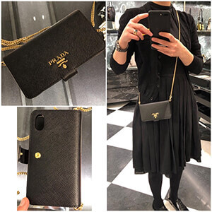 PRADA チェーン付 手帳型 iPhone X/XS ケース 1ZH078_QWA