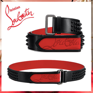 20W◆クリスチャン ルブタン ベルト 偽物◆メンズベルト◆【Christian louboutin Loubi Belt】◆ブラック 3195160CM53