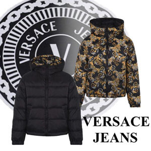 【VERSACE ヴェルサーチ JEANS】ヴェルサーチ リバーシブル*バロック*ロゴ*ダウンジャケット