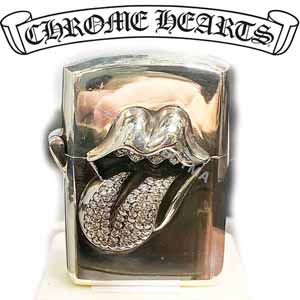 クロムハーツ Rolling Stones Diamond Zippo ダイヤ ライター 偽物